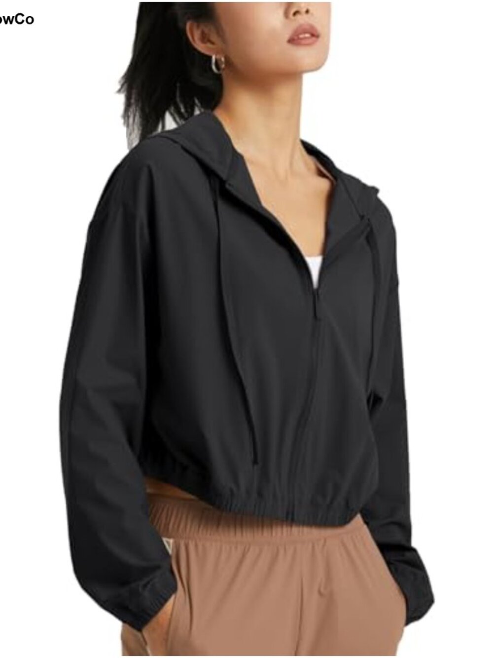 UPF 50+ Cropped Zip Up Hoodie Sun Protection Jacket